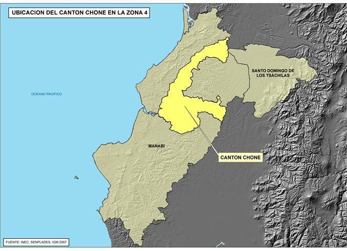 FICHA DE CIFRAS GENERALES CANTÓN Cantón CHONE, Provincia de MANABÍ se encuentra en la Zona 4 de planificación.