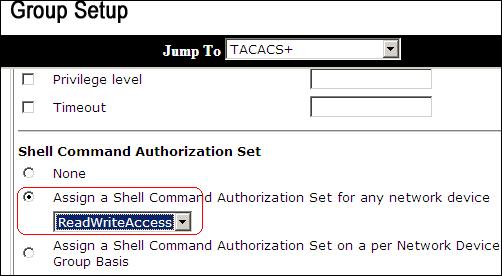 8. El tecleo somete Asocie la autorización del comando shell fijada (acceso inalterable) al grupo de usuarios (el grupo solo