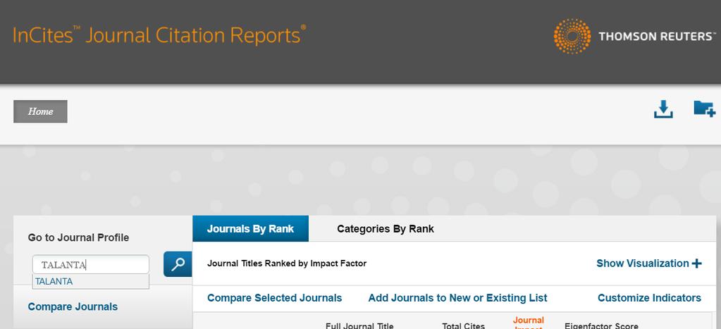 la pestaña: Journal Citation Report