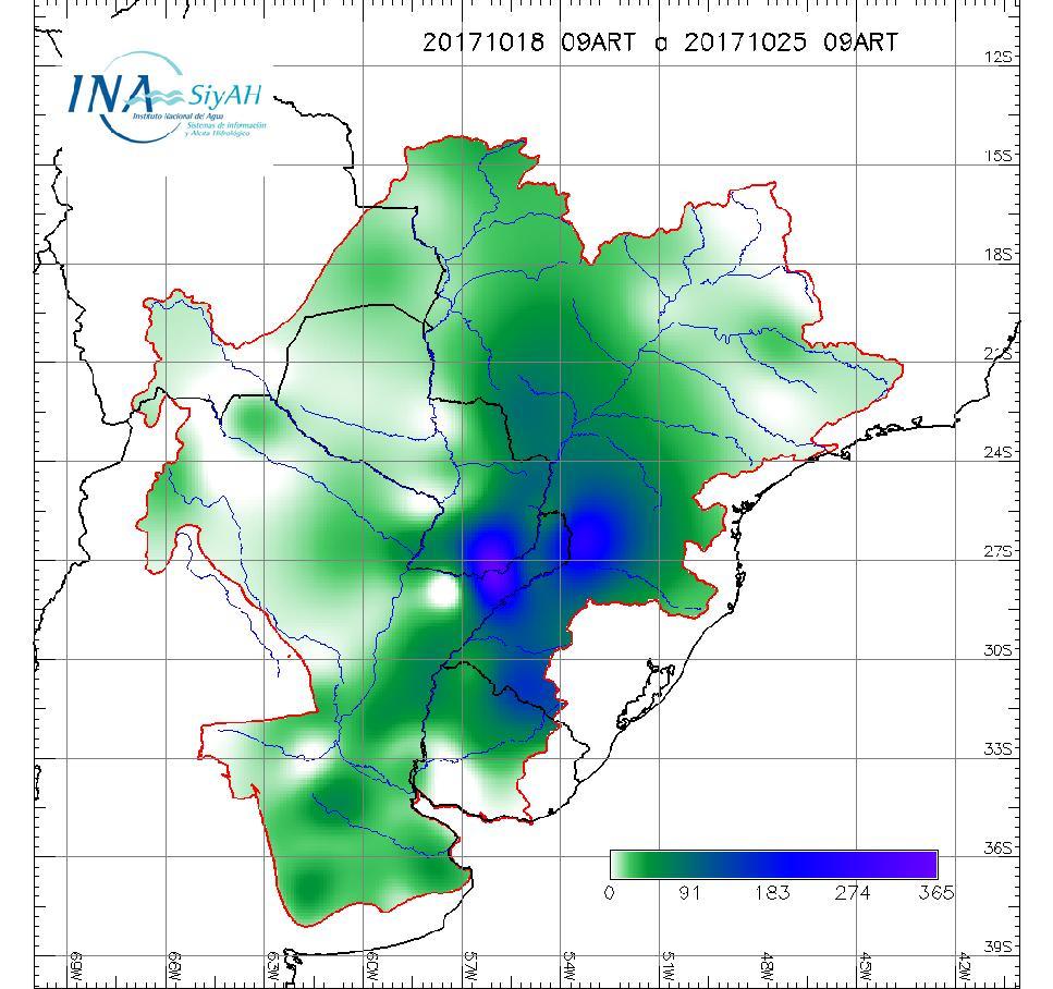Para los próximos cinco días se pronostican precipitaciones y tormentas aisladas en el Litoral, Paraguay y cuencas de los ríos Uruguay, Iguazú y