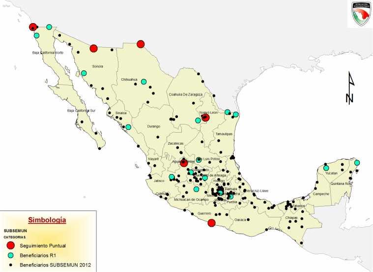 Estrategia Nacional de Prevención Territorial del Delito IMPLEMENTACION 239 Municipios Subsemun (345 polígonos = 3.
