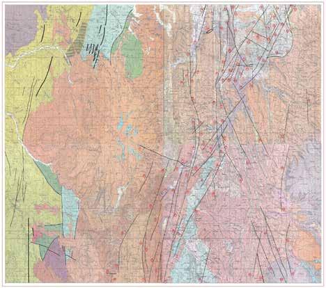 Acosta, et al., Figura 11: Fallas geológicas en el DMQ encima del mapa geológico del Distrito.