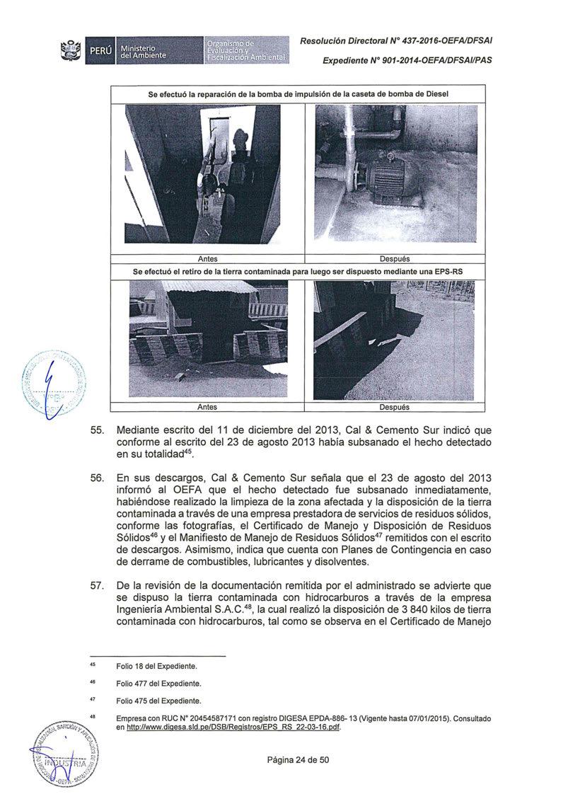 1 Ministerio del Ambiente Expediente Nº 901-2014-0EFAIDFSAI/PAS Se efectuó la reparación de la bomba de impulsión de la caseta de bomba de Diesel Antes Des ués Se efectuó el retiro de la tierra
