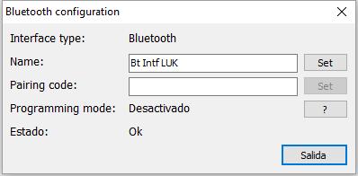 Figura 61 Ventana de configuración de Bluetooth Para estar seguro que la configuración no la está cambiando un tercero se requiere activar el modo de programación del interior del automóvil -