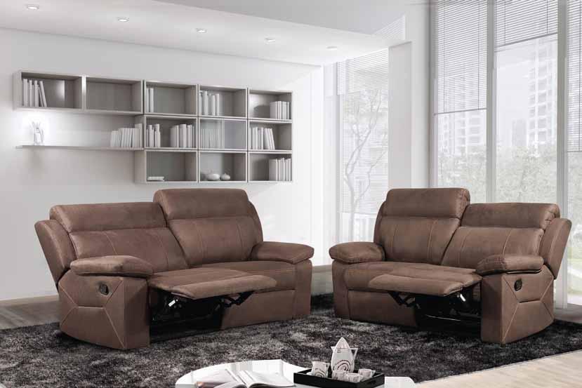 Sofá conjunto relax 3+2 plazas CFL -RS038 - Tapizado en color chocolate o blanco roto - 2 relax