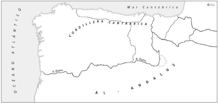 8. Completa el mapa coloreando los territorios cristianos en los inicios del siglo X: León Castilla Aragón Pamplona Asturias 9.