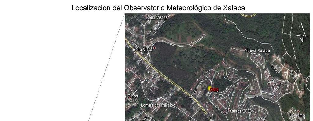 Localización de Observatorio Meteorológico de Xalapa, Ver.