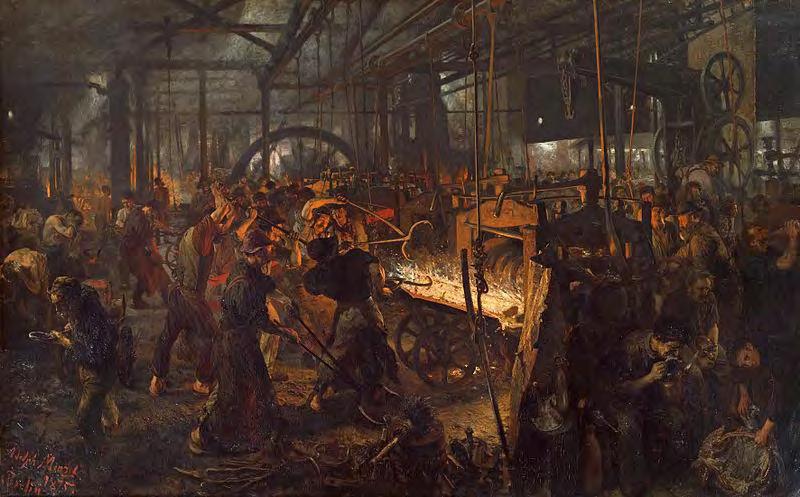 La fundición, del pintor Adolph Menzel, década de 1870 La construcción del ferrocarril La necesidad de