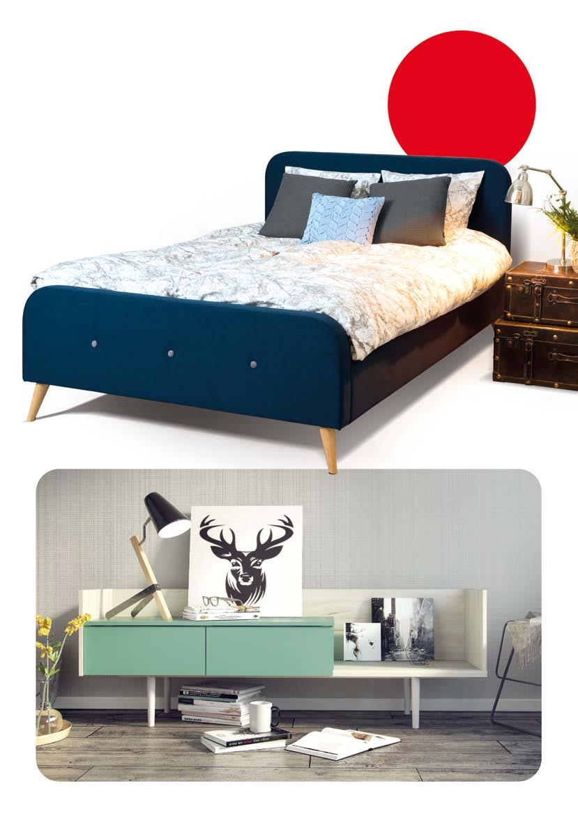 la nueva cama HYGGE cama tapizada 269 porque la felicidad está en los pequeños detalles AL MES: 5,83 * Cama tapizada estilo nórdico. Medidas: 153 x 221 x 105 cm.