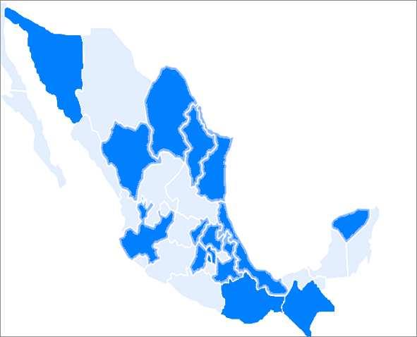 Estados miembros de AMAIE 1. Chiapas 2. Coahuila 3. Distrito Federal 4. Durango 5. Estado de México 6. Hidalgo 7.
