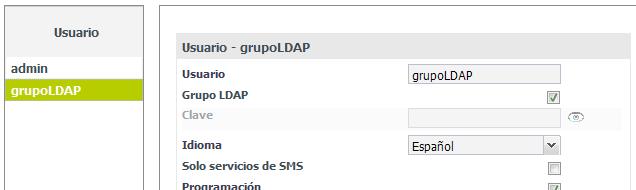 Clave: Clave de usuario requerida para acceder al servidor LDAP. La opción no es obligatoria, dependiendo de cómo se haya configurado el servidor.