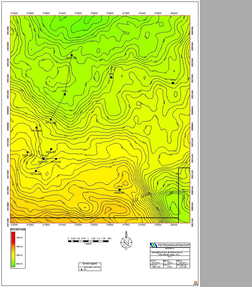 Reservorio Basal Tena Mapa Mapa Atributos Estructural Sísmicos Propiedades Entrampamiento: Estratigráfico Porosidad promedio (%): 15.