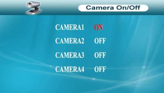 Left (Izquierda) o Right (Derecha) para encender o apagar la cámara. Pulse el botón Enter para confirmar el cambio y salir. 7.