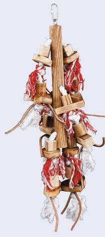 Cuerda madera flameada con cuerda y pequeñas tiras de piel hecho de materiales 100 %