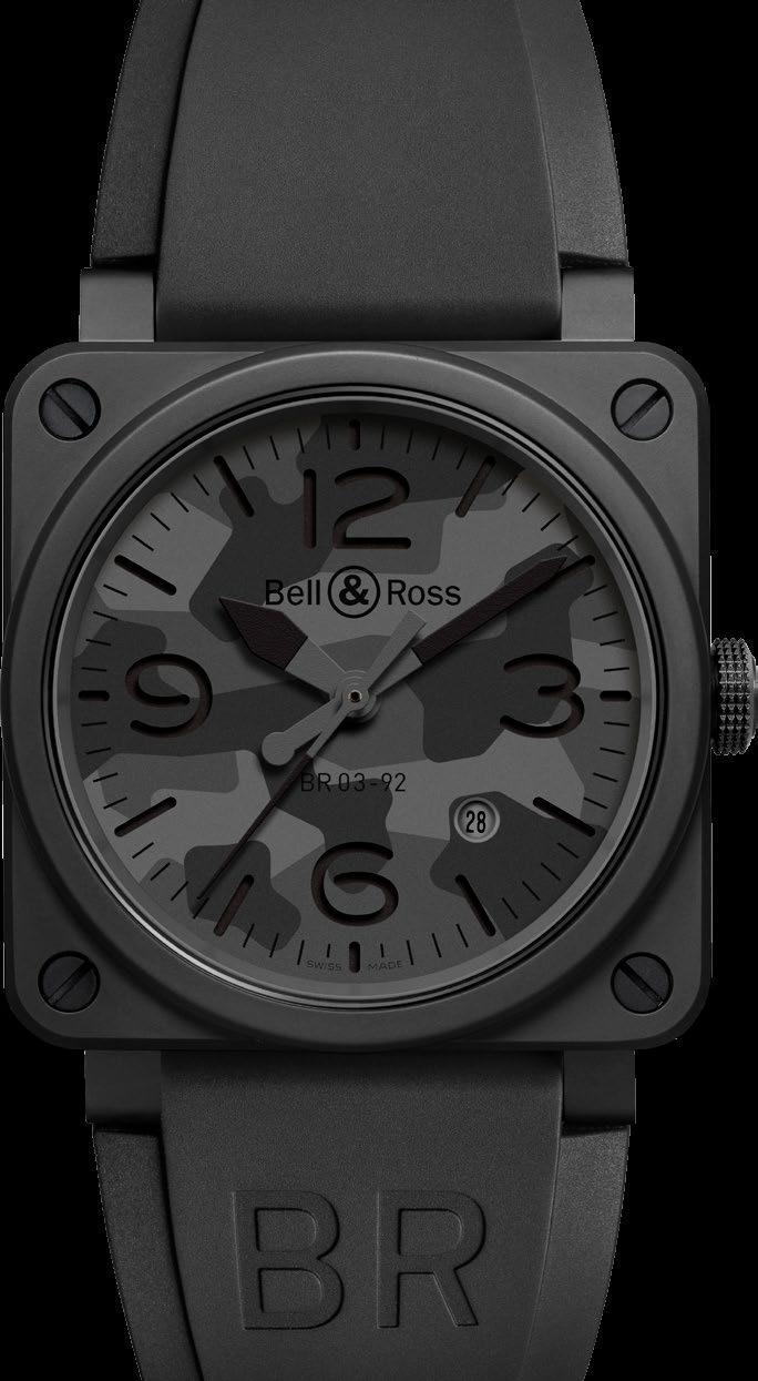 UN RELOJ DE ALTA TECNOLOGÍA Y GRAN EFICIENCIA El BR 03-92 Black Camo reúne las características de la alta relojería: está impulsado por un muy preciso movimiento mecánico suizo de cuerda automática.