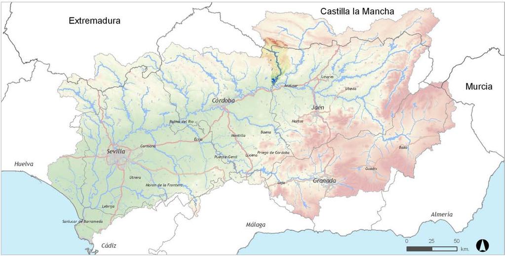 Los paisajes fluviales en la planificación y gestión del agua INFORMACIÓN GENERAL Características físicas 1. Extensión de la cuenca (km 2 ): 808. 2. Longitud del río (km.): 68. 3.