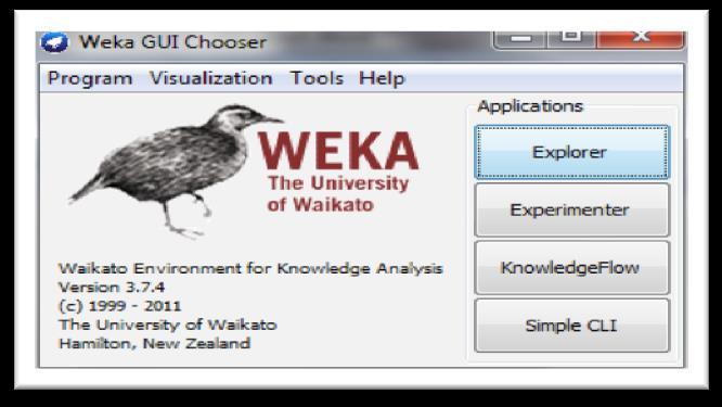 5- Para ejecutar el explorador de Weka se da clic en el botón de Explorer.
