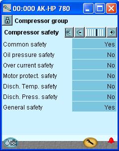 Configuración - continuación 8. Set monitoring of compressor Pulse el botón + para ir a la siguiente página 9. Set operation time for compressor Pulse el botón + para ir a la siguiente página 10.
