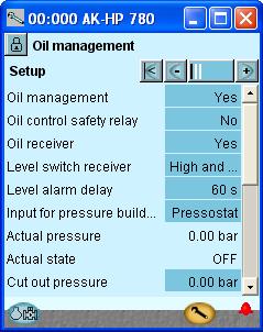 Configuración - continuación Configuración de la gestión de aceite 1. Ir a Menú de Configuración 2. Seleccionar g3estión de aceite 3. Configurar el circuito de refrigeración 4.