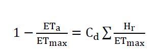 función de producción de Doorenbos y Kassam (1979) y el coeficiente de déficit de riego (Losada, 2005) se llega a: Por lo que: [7] Además si se asume que: [8] Se obiene: [9] [10] La expresión [10]