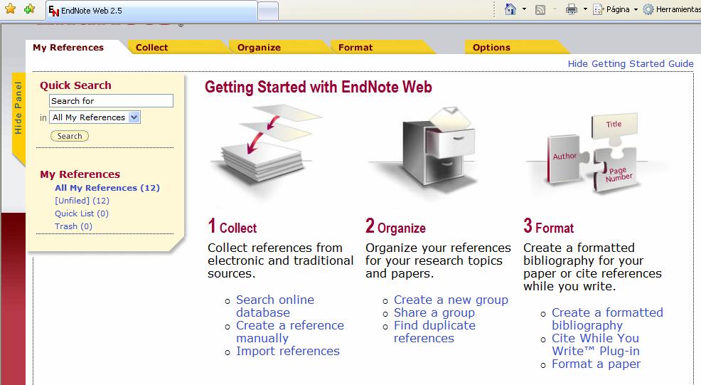Cómo funciona EndnoteWeb: Guía de ayuda 1.