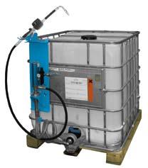 Kits de distribución para contenedores de 1.000 l 1 Kit de distribución Bomba de aceite neumática ratio 1:1 (22700) montada sobre soporte en un lateral del contenedor.