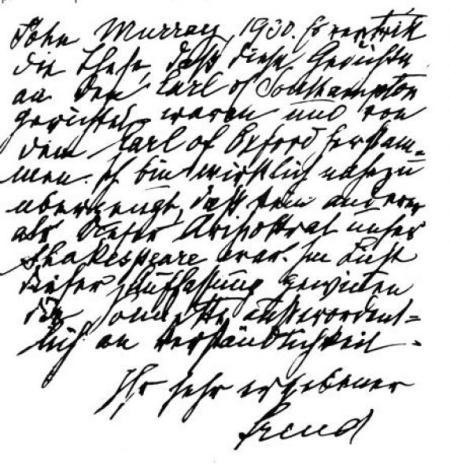 Escritura angulosa de Sigmund Freud.