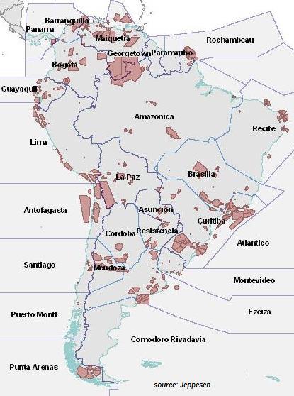 Zonas Prohibidas, Restringidas y Peligrosas en la Región SAM En la Región Sudamericana existen 26 FIR que totalizan 38.565.