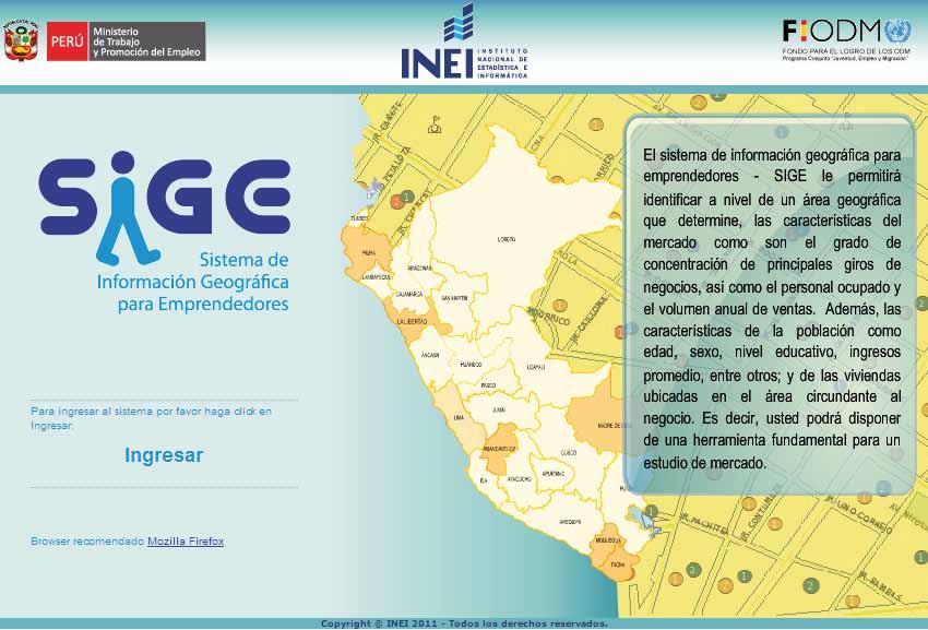 El sistema diseñado en forma conjunta con el Instituto Nacional de Estadística e Informática (INEI), permite a los emprendedores, identificar la concentración de los negocios por