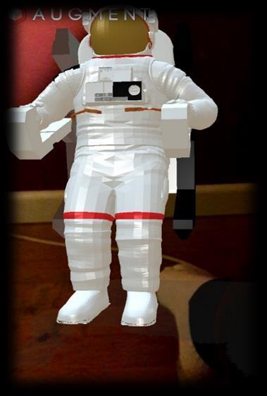 Ilustración 16. Traje astronauta Dicha imagen corresponde a las vistas del programa AUGMENT en la cual se muestra en realidad aumentada el traje de los astronautas, utilizada en la actividad 6.