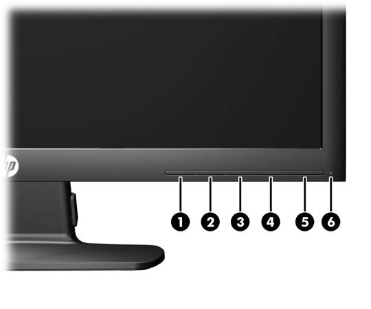 Controles del panel frontal Figura 2-6 Controles del panel frontal del monitor Tabla 2-1 Controles del panel frontal del monitor Control Función 1 Menu (Menú) Abre, selecciona o sale del menú en