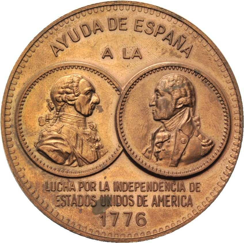 En reverso ESPAÑA SALUDA A ESTADOS UNIDOS DE AMÉRICA EN EL BICENTENARIO DE SU INDEPENDENCIA 1976 y en el centro