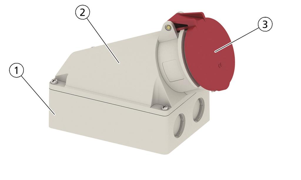 5 Diseño constructivo La siguiente ilustración muestra, a título de ejemplo, los componentes principales de una toma de corriente o una clavija para el montaje en pared o semi-empotrado QUICK-CONNECT.