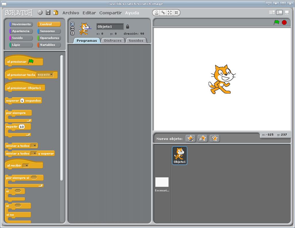 Scratch Presentación Scratch - Primera vista Luego de instalar Scratch y