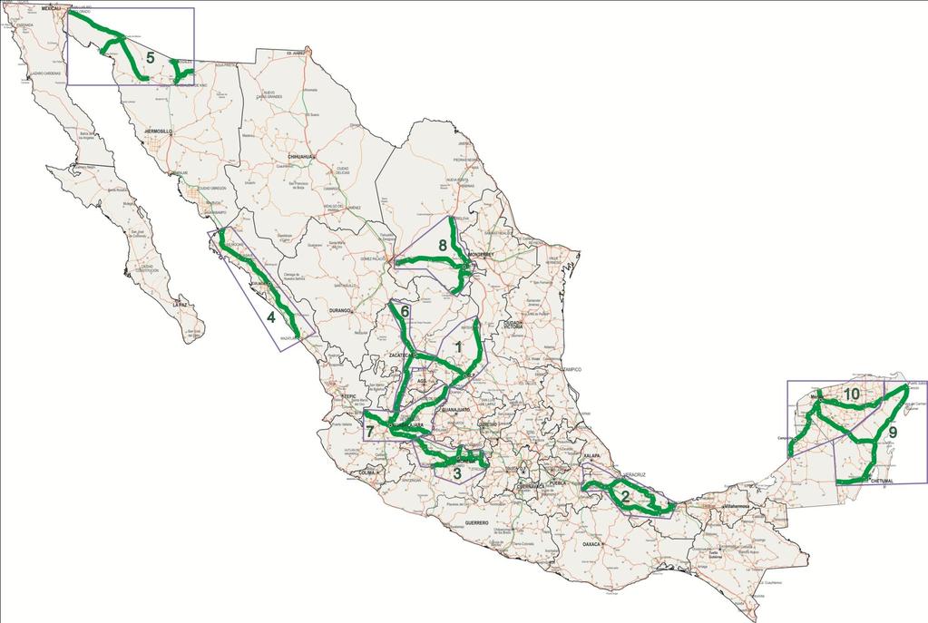 Convenios plurianuales de conservación carretera (Paquetes en operación y en proceso 2011) No. Longitud Nombre del Paquete Estatus Paquete Equiv. (Km) 1 San Luis Potosí 754.