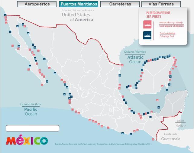 Infraestructura portuaria México cuenta con 101 puertos marítimos y 15 terminales, ofreciendo conectividad con centros de