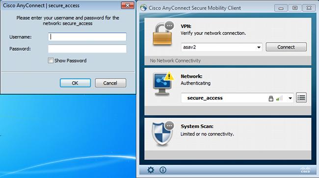 Después de que la reinicialización, AnyConnect se ejecute automáticamente y los intentos NAM para asociarse a los secure_access SSID (según el perfil configurado).