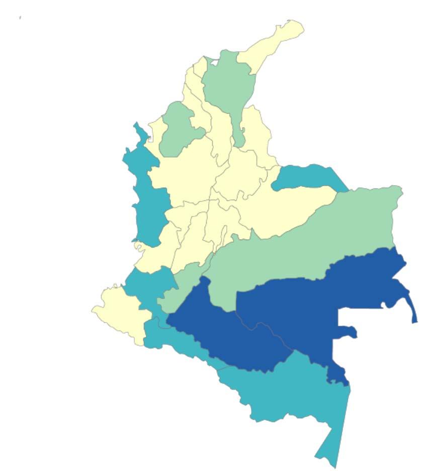 Colombia: Tasa de maternidad adolescente Censo 1993 Censo 2005 Datos: Microdatos censales provistos por el Departamento