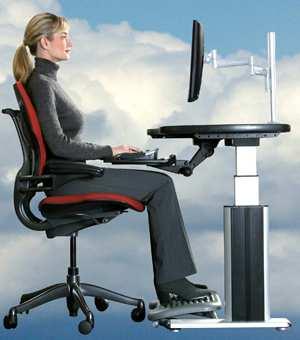 La silla: Posición Correcta La altura permite visualizar correctamente la pantalla y posición natural de hombros y manos