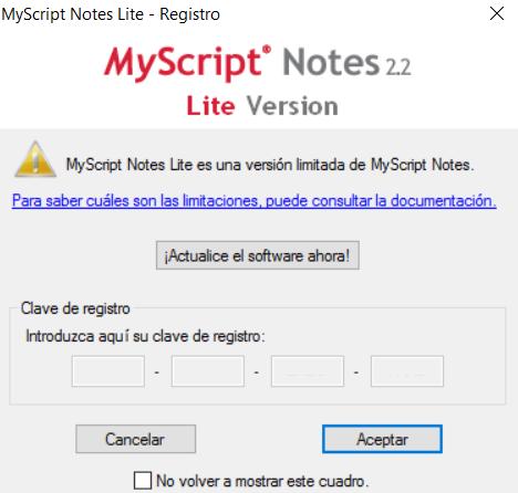 Se abrirá la aplicación MyScript Notes Lite, con la que podrá convertir las notas.