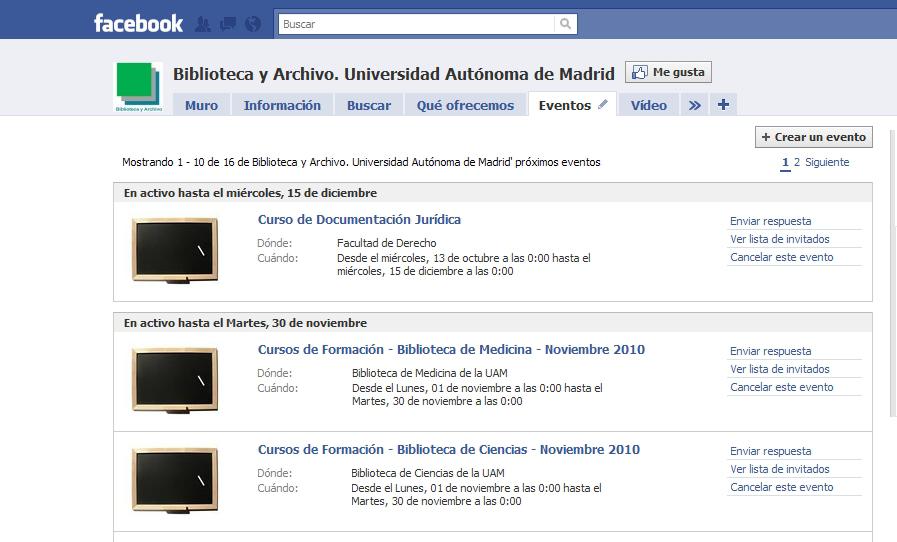 Página de la Biblioteca y Archivo de la UAM en facebook Pasarela para la difusión de