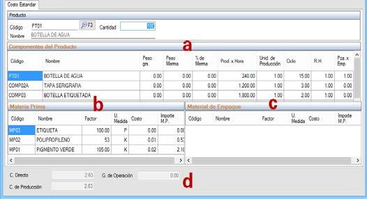 Simulador de costos, continuación 6 Haz clic en el botón Hoj.Indirecto para visualizar los cálculos de todos los procesos de producción vinculados a un tipo de gasto indirecto o administrativo.
