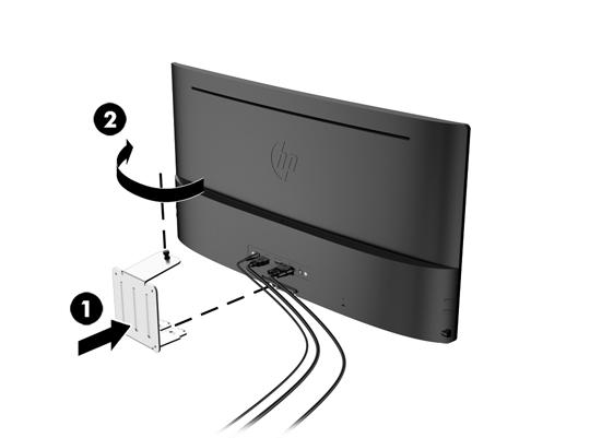 Antes de instalar el soporte de montaje VESA, conecte los cables necesarios en la parte trasera del monitor.