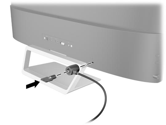 Instalación de un bloqueo de cable Puede asegurar el monitor en un objeto fijo con