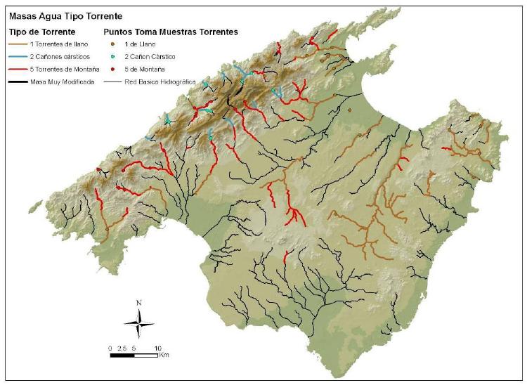 En la zona de estudio, y al final de la carretera objeto de estudio encontramos un torrente, se trata de la desembocadura de la unión de dos torrentes: Torrent d es Molins y Torrent de Xiclati. 2.