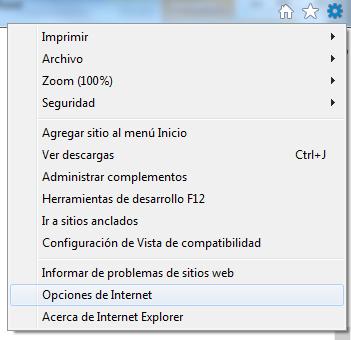 Internet Explorer 1. Dar clic en Configuración. 2.