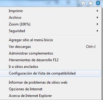 Internet Explorer 1. Dar clic en Configuración. 2.