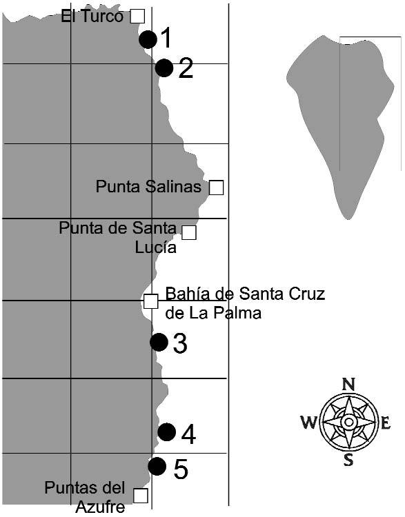 Fig. 1. Localidades donde fueron realizados los transectos. 1. Talavera. 2.