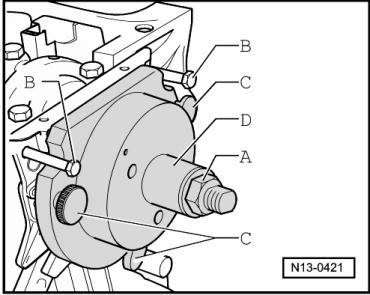 Page 12 of 16 E-Verificar la posición de montaje del rotor del cigüeñal Rosquear la tuerca hexagonal -A- hasta que llegue al