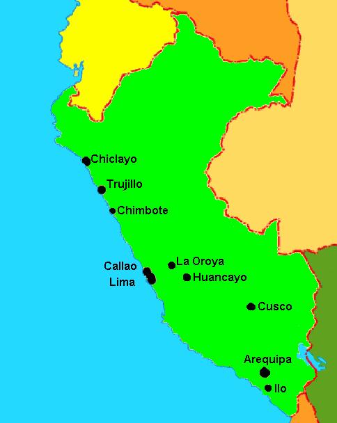 Peru, equipo disponible Ciudad PTS PM 10 CO NO2 SO2 O3 Chiclayo 4 Trujillo - 5 1 1 + pas 1 Chimbote & - 1* La Oroya 4 1
